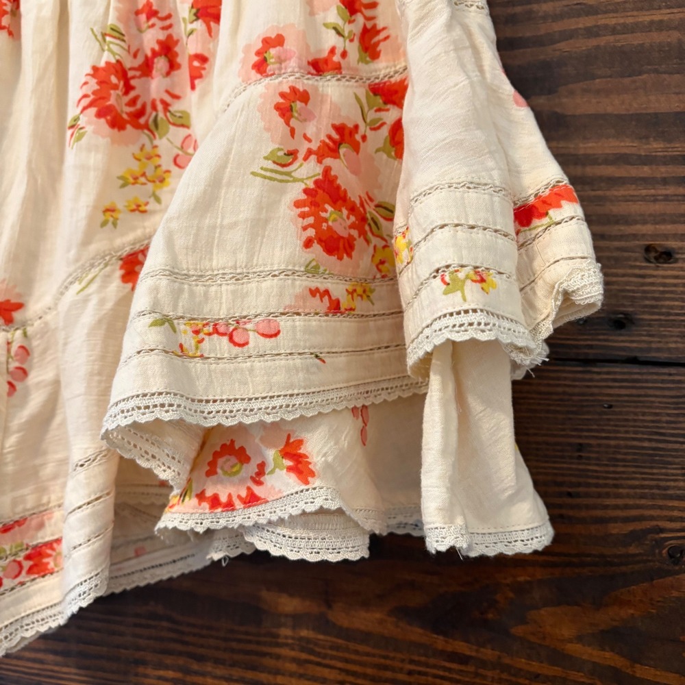 Aerie Rock N Ruffle Floral Skort Women's M Cream Orange Boho Lace Cottagecore - Picture 2 of 10
